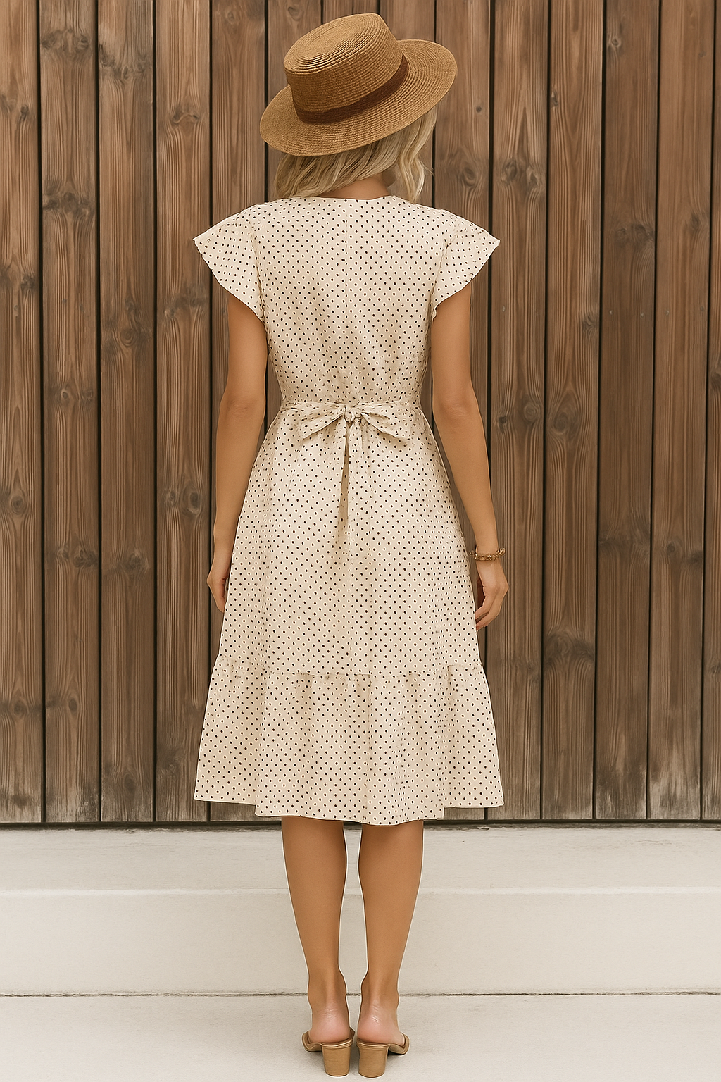 Women's Polka Dot Ruffle Sleeve Summer Dress