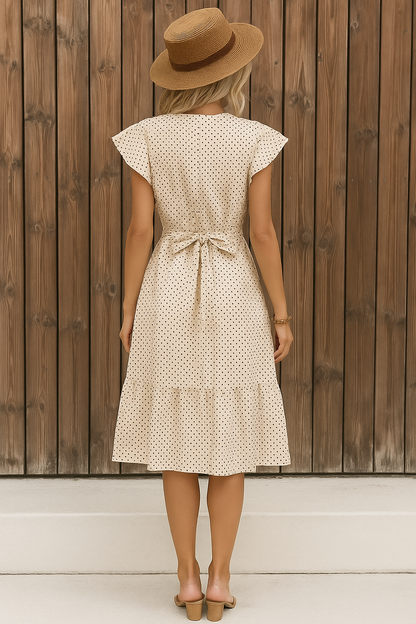 Women's Polka Dot Ruffle Sleeve Summer Dress