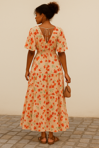 Women's Floral Midi Dress Tropical Print