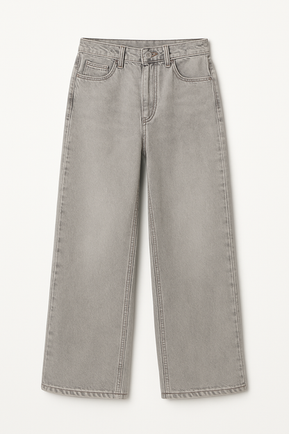 Women's Distressed Denim Jeans Low Waist Wide Leg Blue