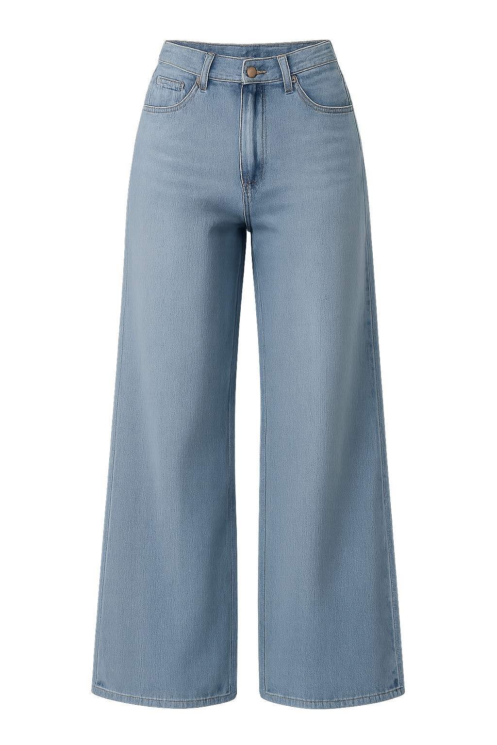 Women's High Waist Wide Leg Jeans 3/4 Length Straight - Fashinoza