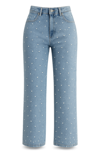 Women's Straight Jeans Pearl Five-Pocket Machine Washable Classic