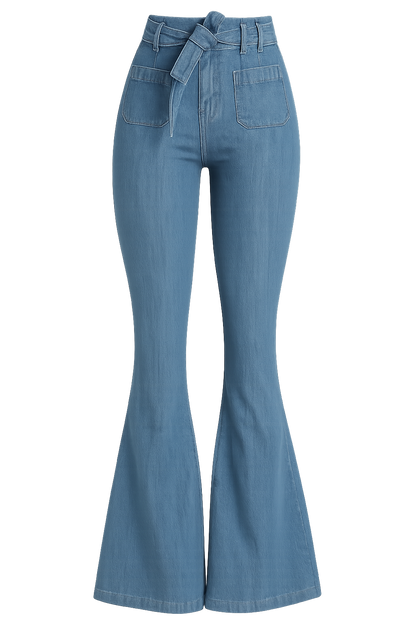 Women's High Waist Flare Jeans Slim Fit Dark Blue