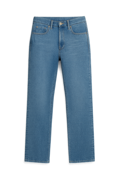 Women's Slim Fit Straight Leg Jeans Elastic Mid Waist Blue