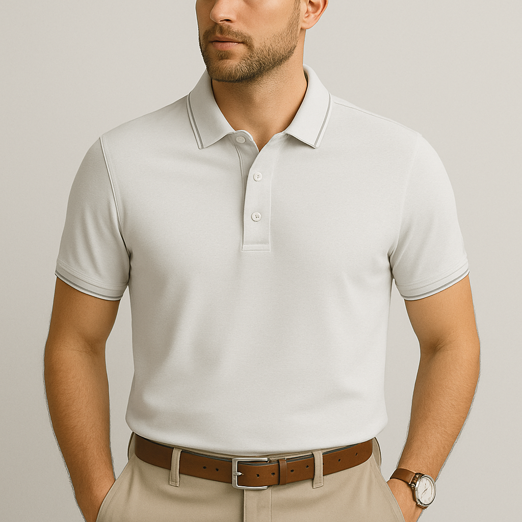 Men's Polo Shirt Short Sleeve Summer White