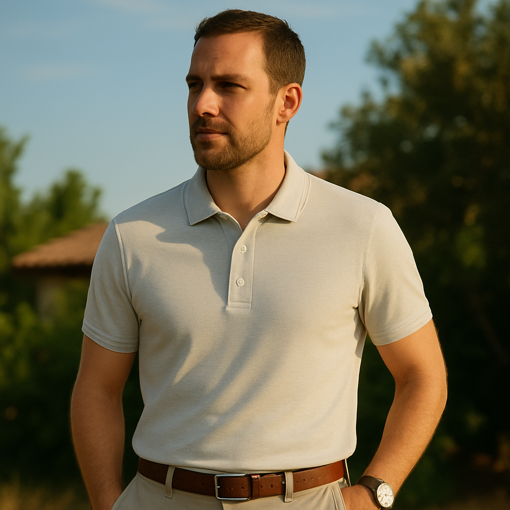 Men's Polo Shirt Short Sleeve Summer White