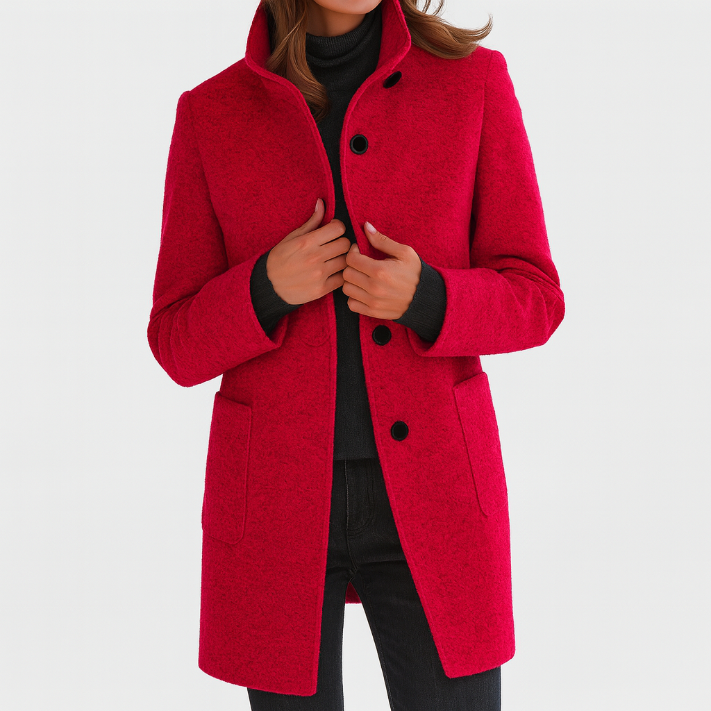 Women's Button Front Coat Patch Pocket Design