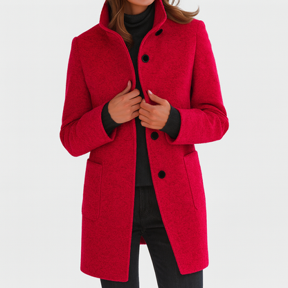 Women's Button Front Coat Patch Pocket Design