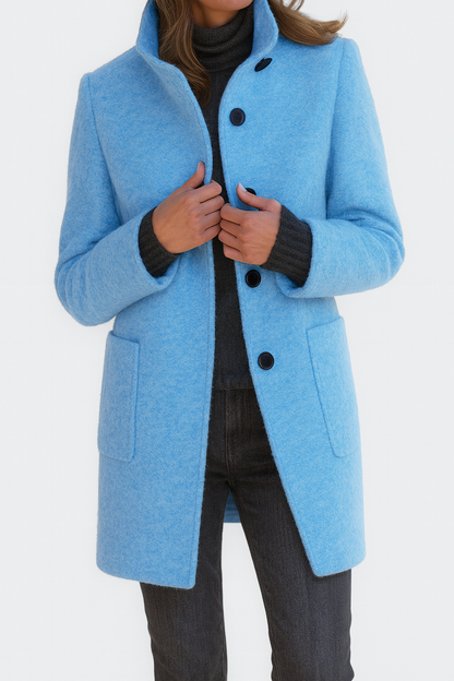 Women's Button Front Coat Patch Pocket Design