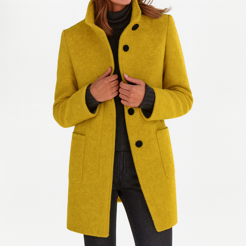 Women's Button Front Coat Patch Pocket Design