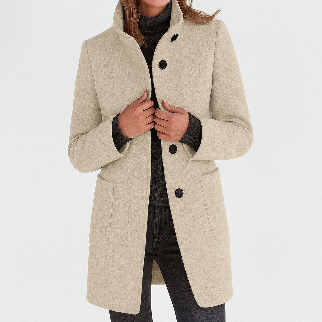 Women's Button Front Coat Patch Pocket Design