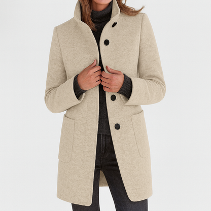 Women's Button Front Coat Patch Pocket Design