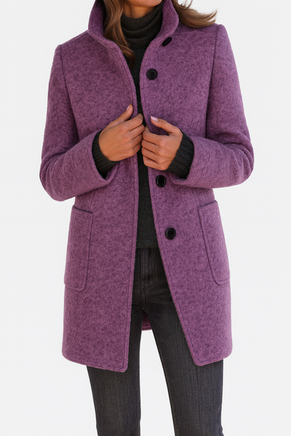 Women's Button Front Coat Patch Pocket Design