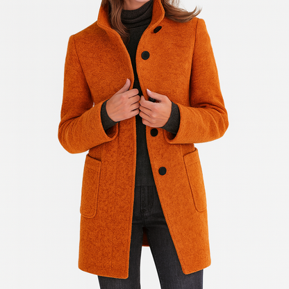Women's Button Front Coat Patch Pocket Design