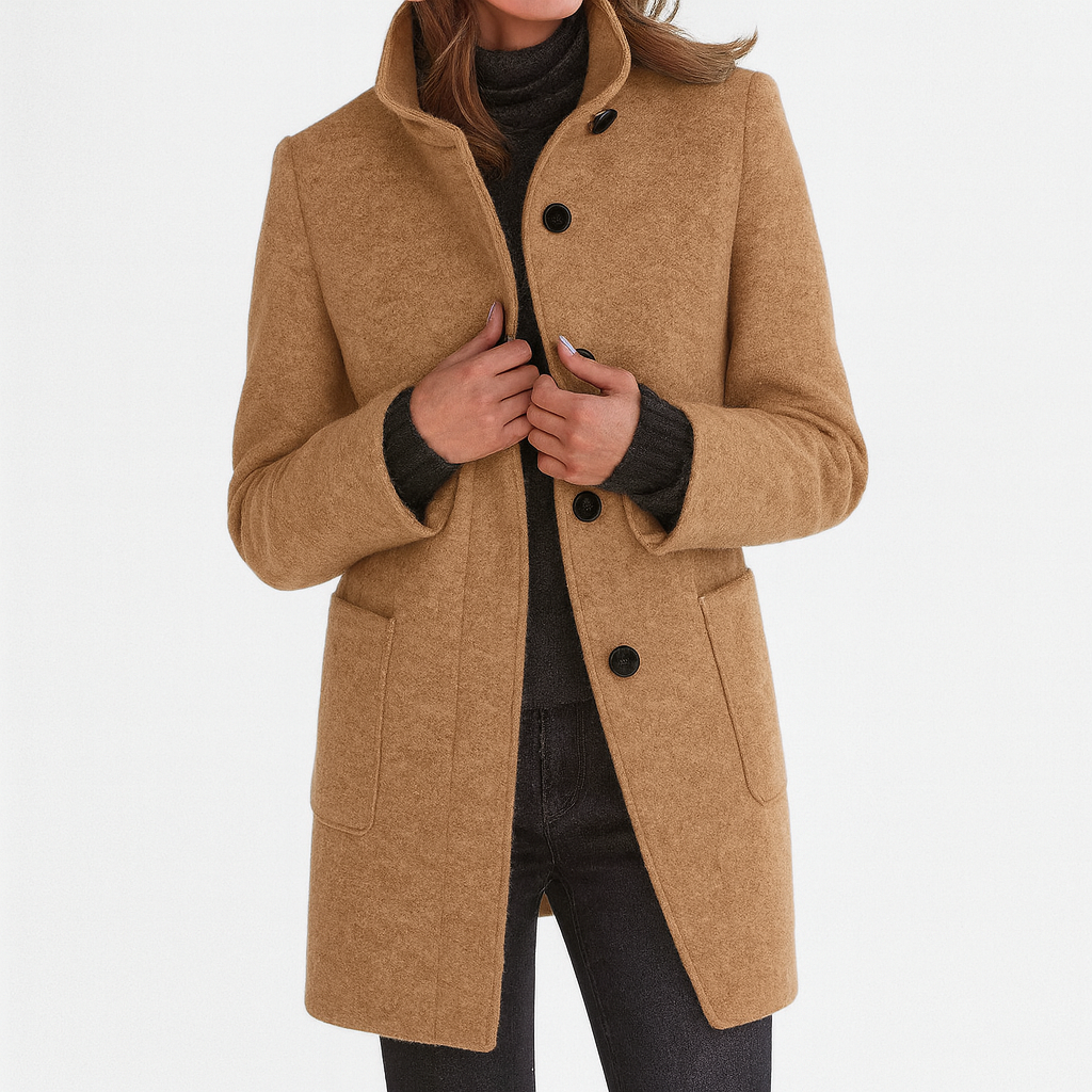 Women's Button Front Coat Patch Pocket Design