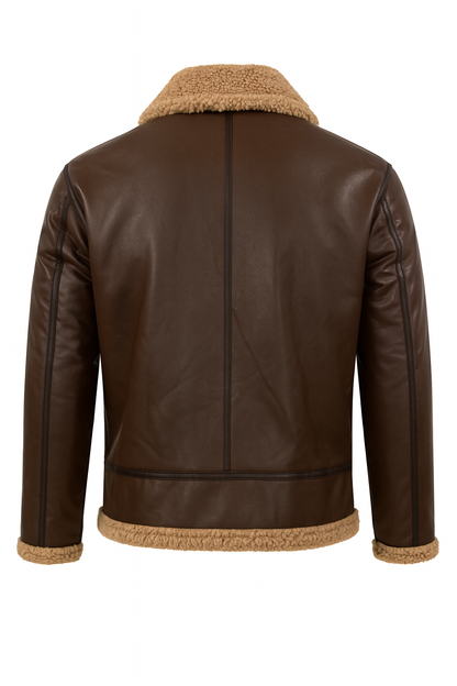Men's Sheepskin Flying Jacket Warm Shearling Brown