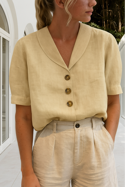 Women's Short Sleeve Button Up Blouse