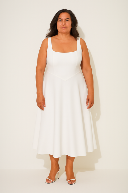 Women's Sleeveless Midi Dress Square Neckline
