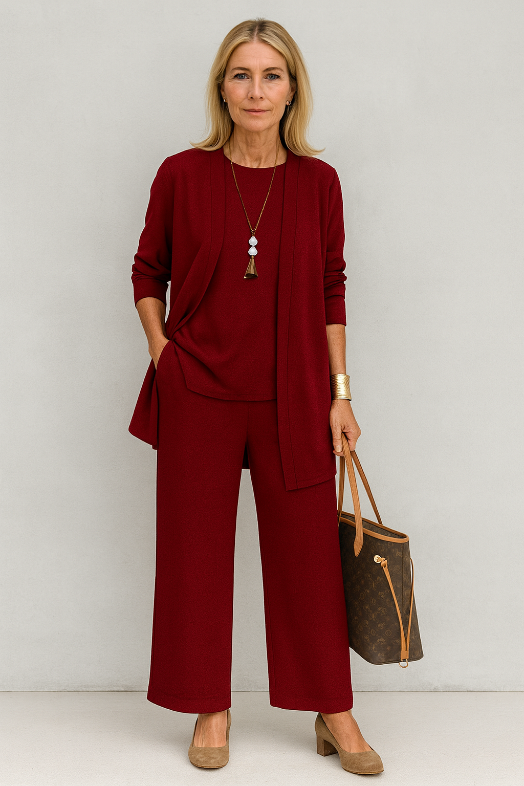 Women's 3-Piece Cardigan Set Tank Wide Leg Pants