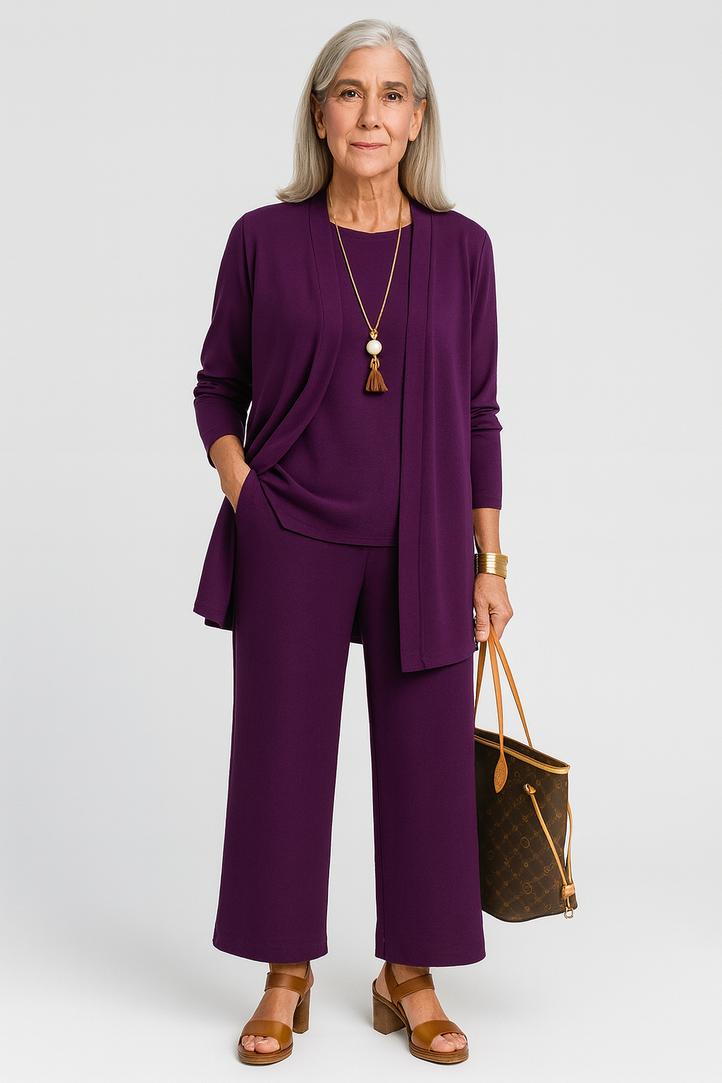Women's 3-Piece Cardigan Set Tank Wide Leg Pants