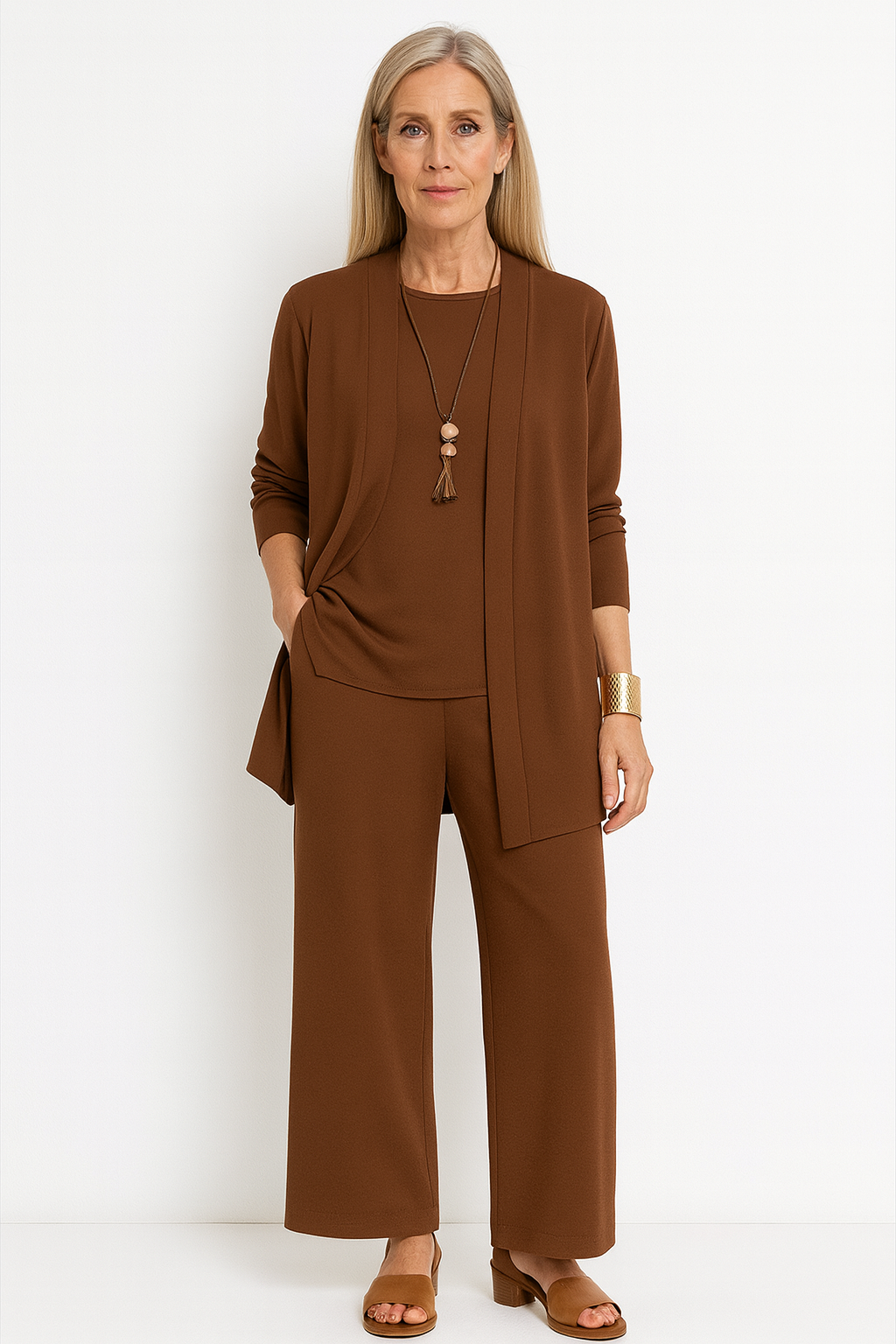 Women's 3-Piece Cardigan Set Tank Wide Leg Pants