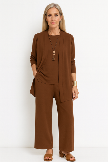 Women's 3-Piece Cardigan Set Tank Wide Leg Pants