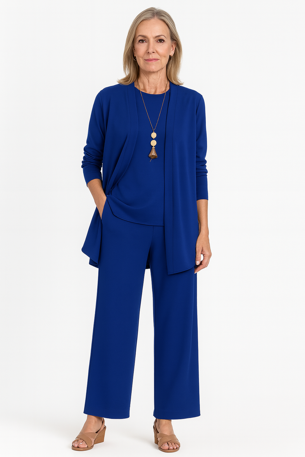 Women's 3-Piece Cardigan Set Tank Wide Leg Pants