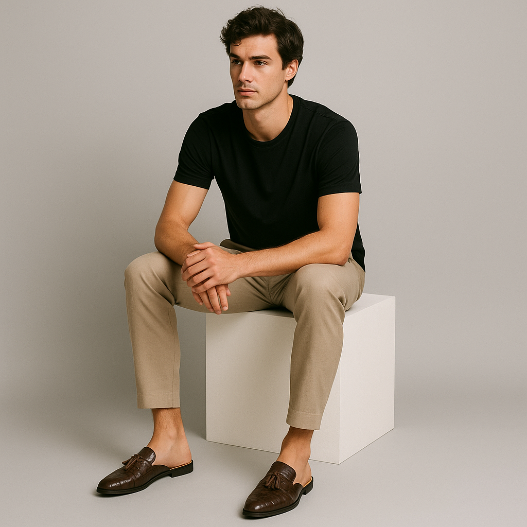 Men's Leather Mule Loafers Slip On