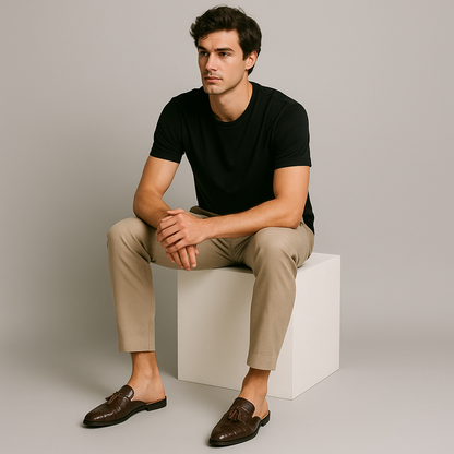Men's Leather Mule Loafers Slip On