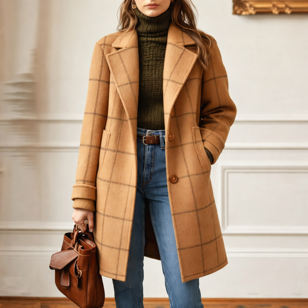 Women's Wool Plaid Coat