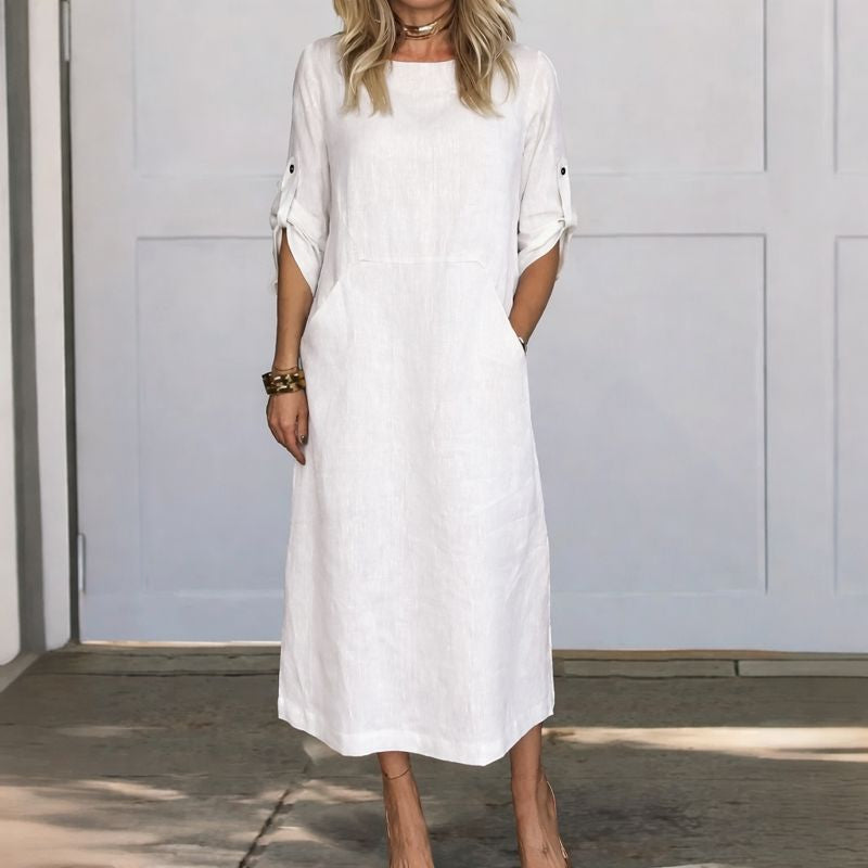 Women's A-Line Draped Evening Dress - Fashinoza