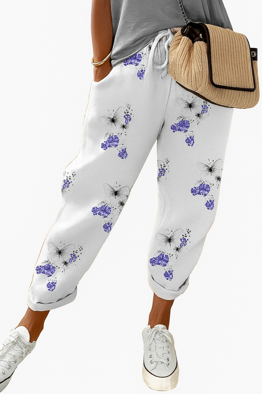 Women's Printed Wide Leg Trousers - Fashinoza