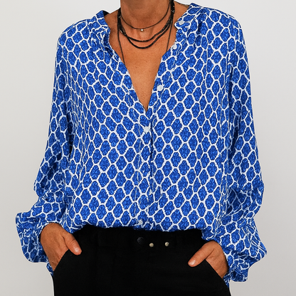 Women's V Neck Blouse Printed