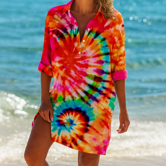 Women's Flowy Short Dress Lightweight Fabric - Fashinoza