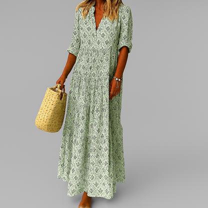 Women's Cotton Maxi Dress Lightweight Floral Print