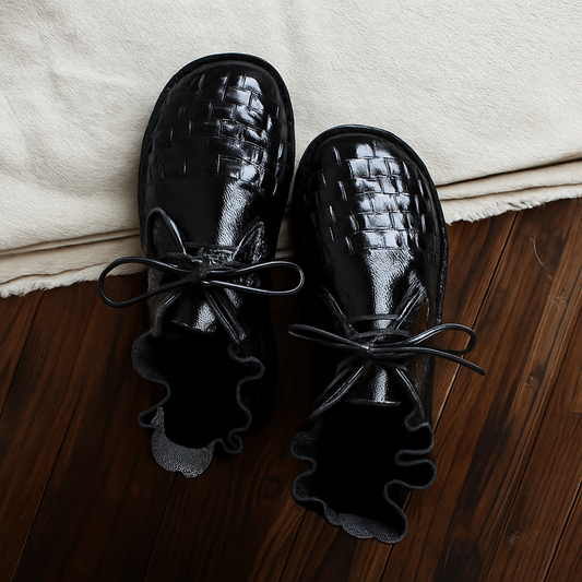 Mori Girl Handmade Cowhide Flat Shoes - Fashinoza