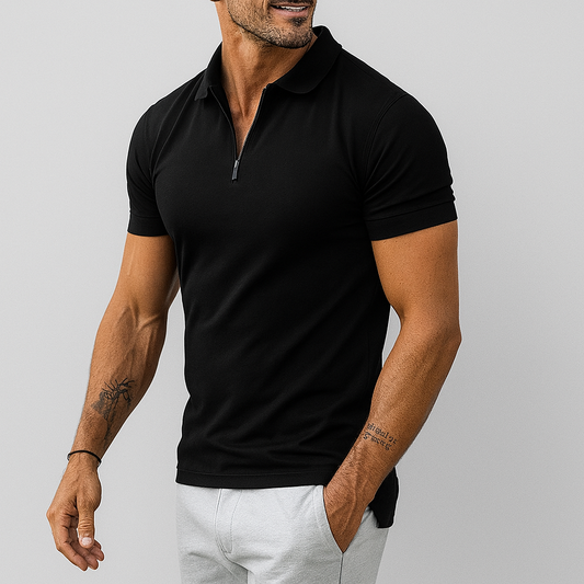 Men's Slim Fit Polo Shirt Half Zip - Fashinoza