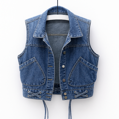 Women's Denim Vest Sleeveless Lightweight - Fashinoza