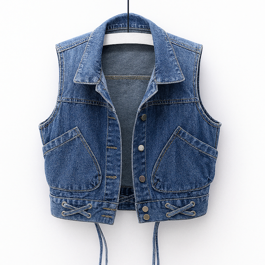 Women's Denim Vest Sleeveless Lightweight - Fashinoza