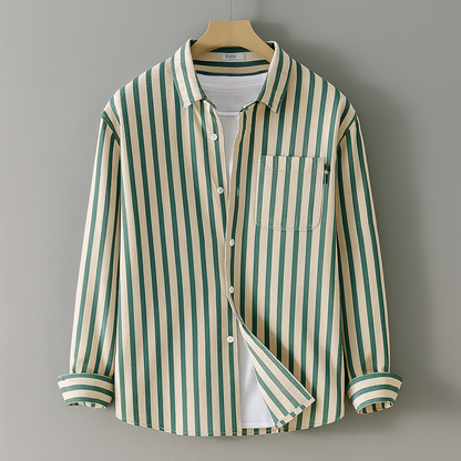 Men's Casual Long Sleeve Shirt With Chest Pocket