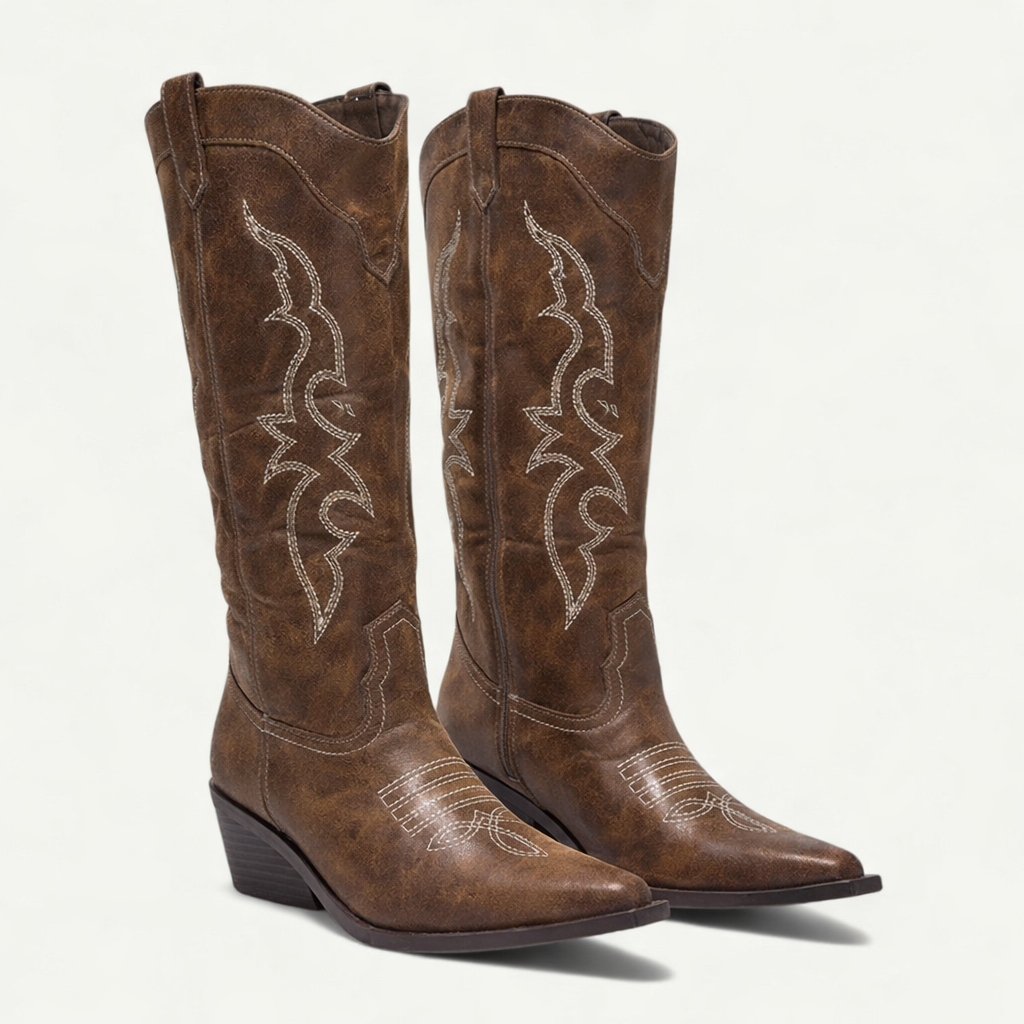 Women's Western Pointed Toe Calf High Boots
