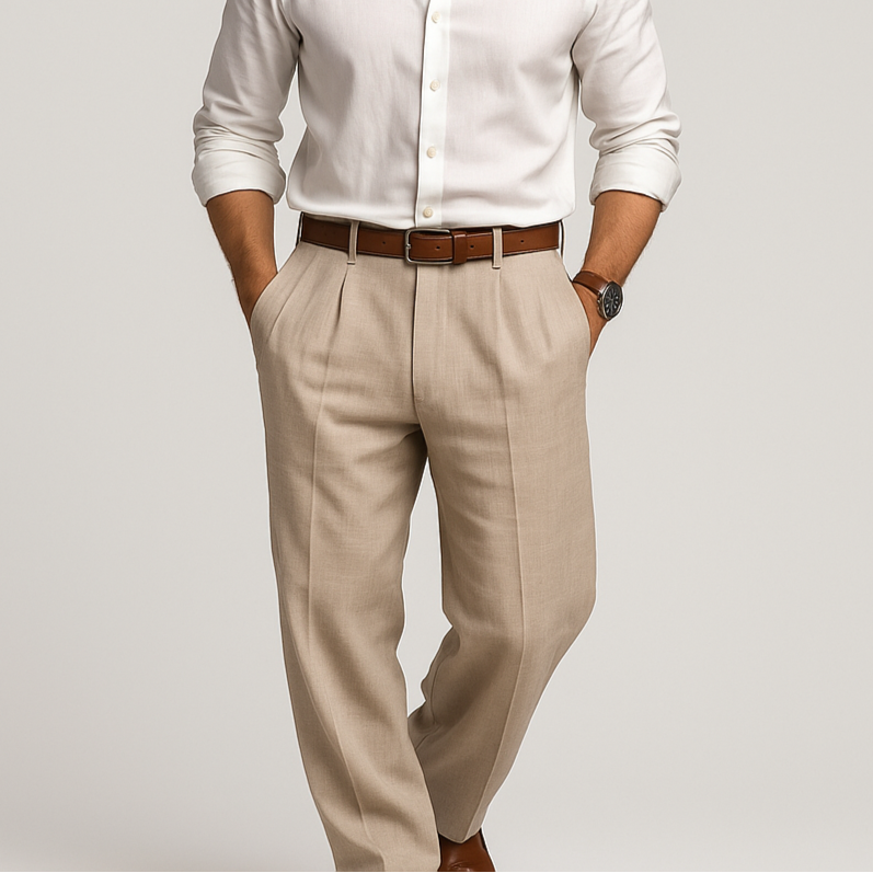 Men's Cotton Linen Casual Trousers - Fashinoza