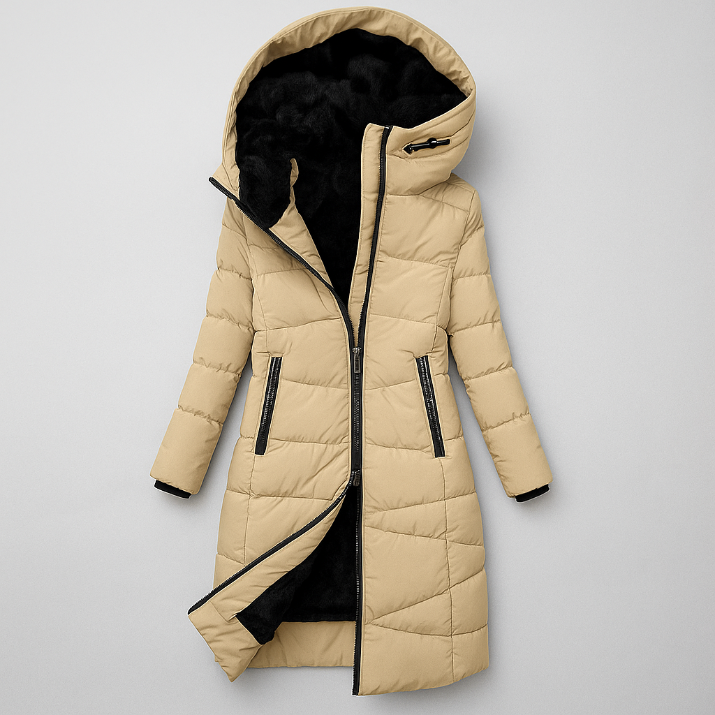 Women's Quilted Hooded Coat Long - 
Fashinoza