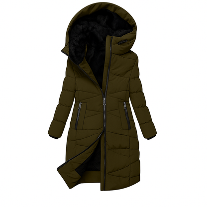 Women's Quilted Hooded Coat Long