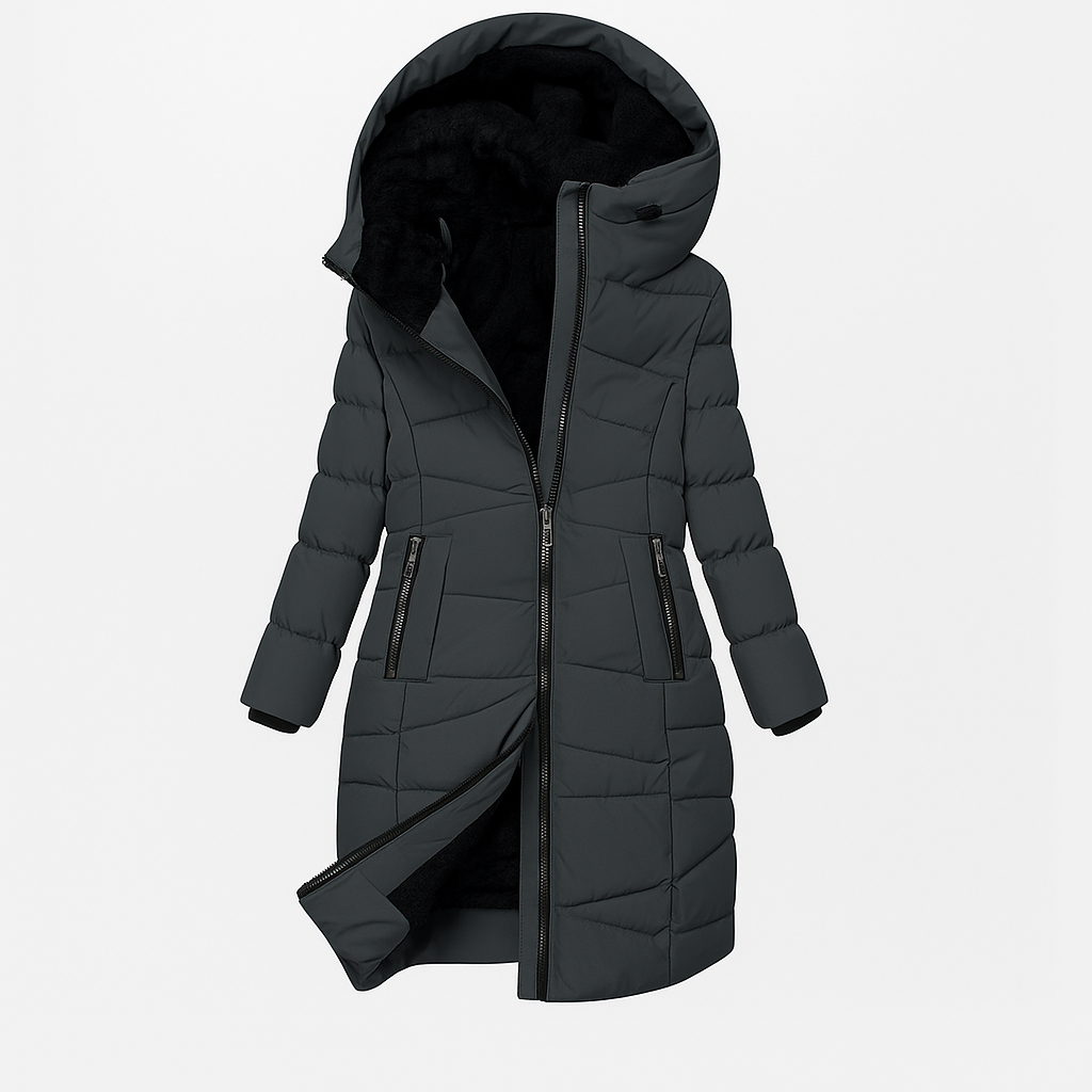 Women's Quilted Hooded Coat Long