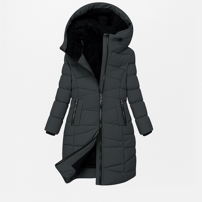 Women's Quilted Hooded Coat Long