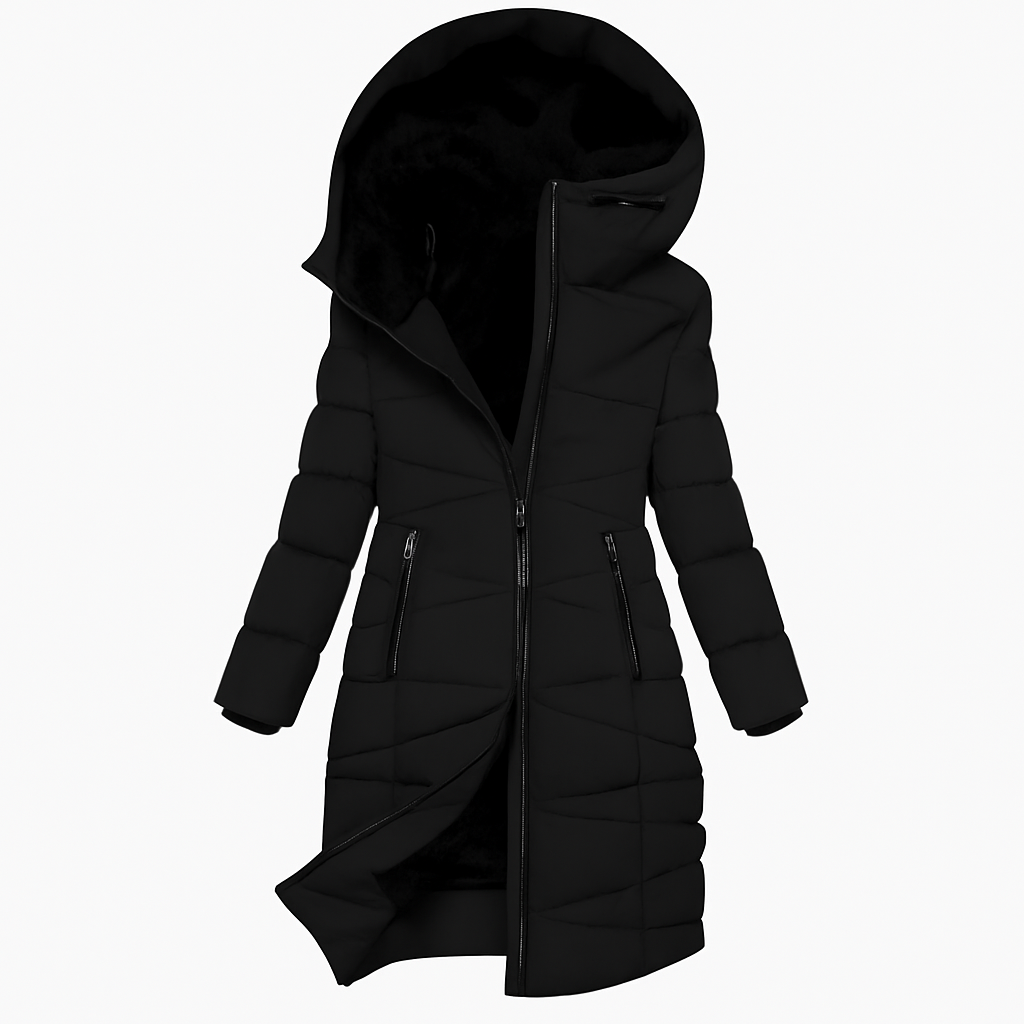 Women's Quilted Hooded Coat Long
