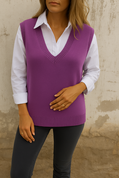 Women's Sleeveless V-Neck Knit Sweater