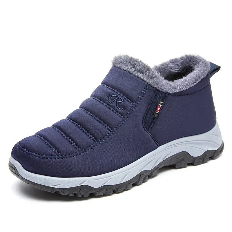 Men's Slip-On Winter Boots Fur Lined Ankle Snow Shoes Wear Resistant Sneakers