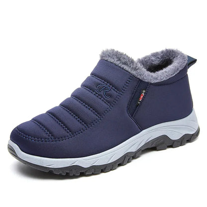 Men's Slip-On Winter Boots Fur Lined Ankle Snow Shoes Wear Resistant Sneakers